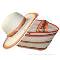 PP straw bag + hat with nice stripes and cotton lining